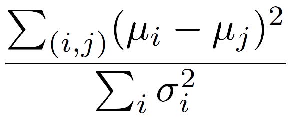 tex:\frac{\sum_{(i,j)} (\mu_i - \mu_j)^2}{\sum_i \sigma_i^2}